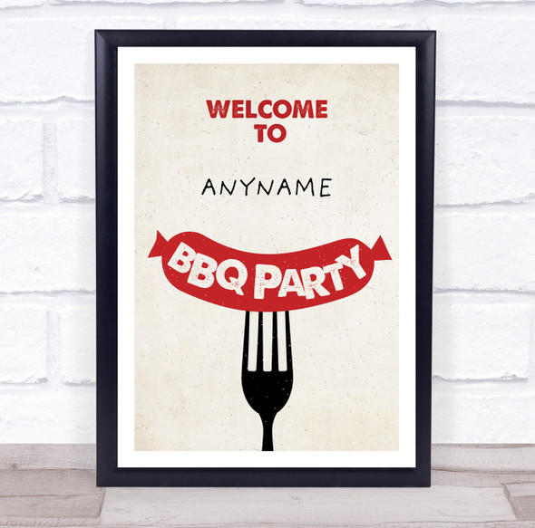 BBQ Red Sausage Personalised Event Occasion Party Decoration Sign