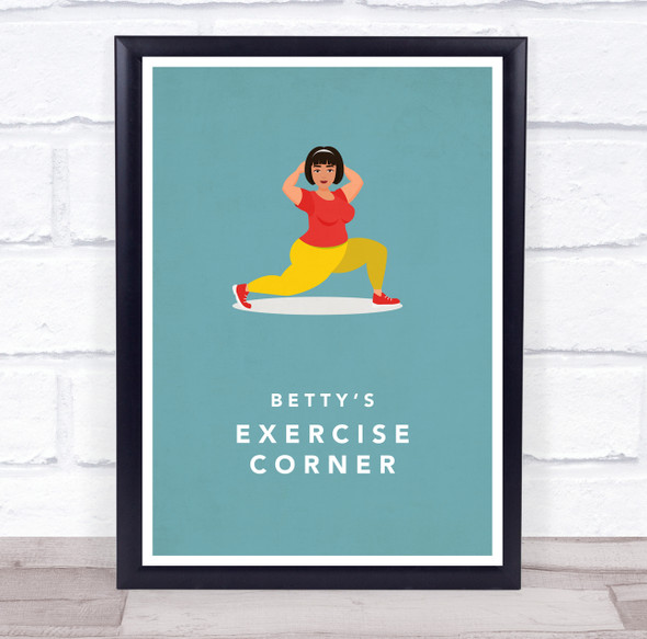 Woman Lunge Work Out Gym Exercise Corner Room Personalised Wall Art Sign