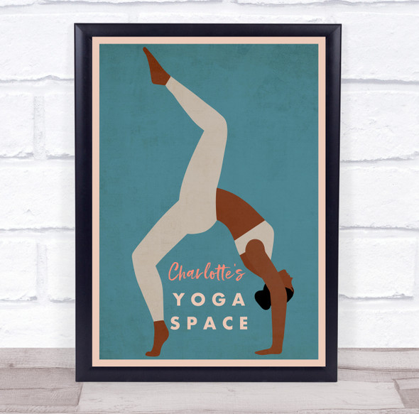 Dark Skin Lady Yoga Gym Space Room Personalised Wall Art Sign