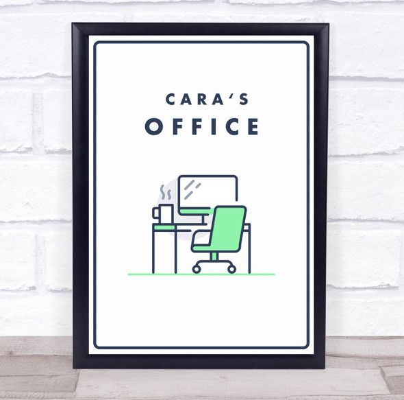 Office Mint Green Chair And Computer Room Personalised Wall Art Sign