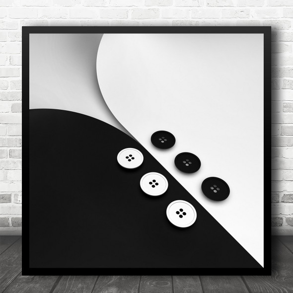 Yin Yang Yin-Yang Button Buttons Shirt Graphic Contrast Abstract Square Wall Art Print