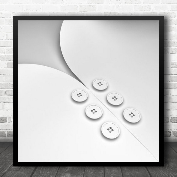 High-Key Symmetry Shirt Graphic Button Buttons White Abstract Square Wall Art Print