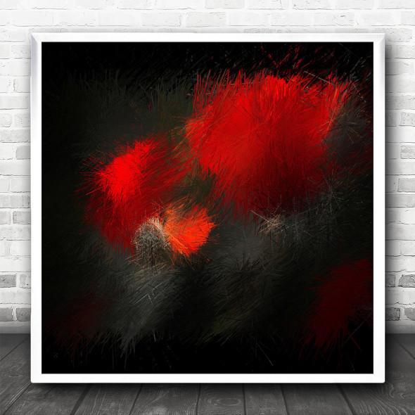 Abstract Abstraction Red Contrast Fireworks Colourful Colour Square Wall Art Print