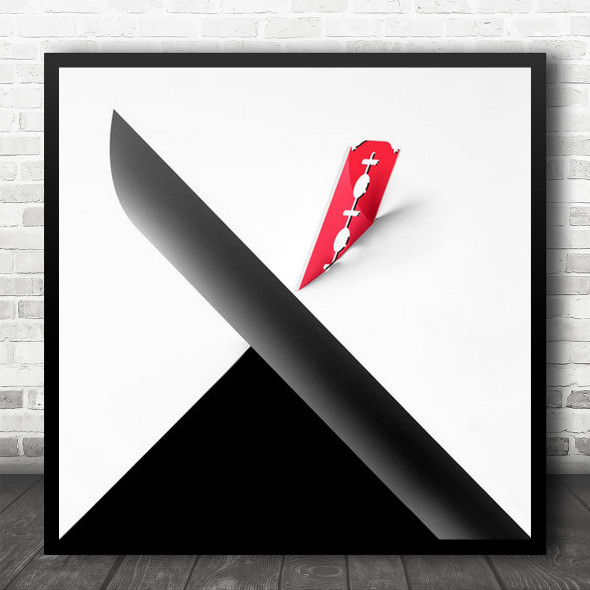Razor Blade Razorblade Cut Cutting Red Metal Knife Diagonal Square Wall Art Print