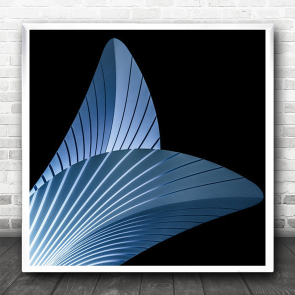 Curves Abstract Blue Leaf Leaves Graphic Simple Untitled Square Wall Art Print