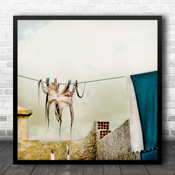 Octopus Abstract Conceptual Clothesline Dry Wet Line Roof Square Wall Art Print