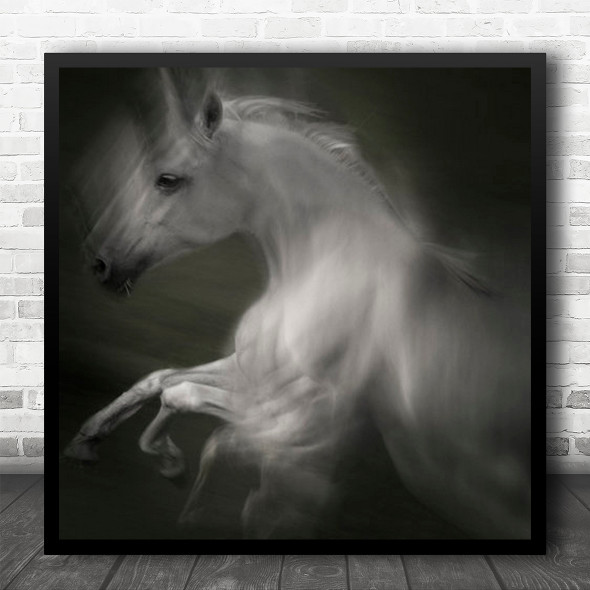 Horse Animal Blur Blurry Motion Power Animals Of Square Wall Art Print