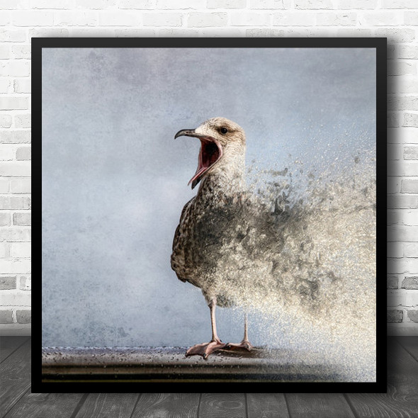 Bird Seagull Birds Dissolve Disintegrate Square Wall Art Print