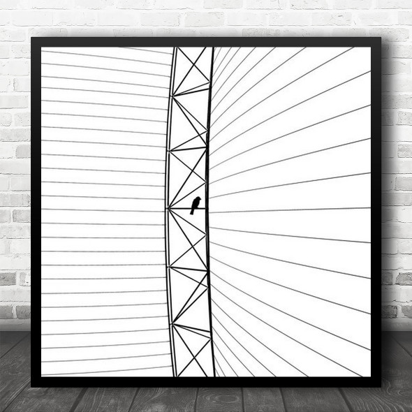 Graphic Lines Bird Pattern High-Key Animal Abstract Strings Wire Square Wall Art Print
