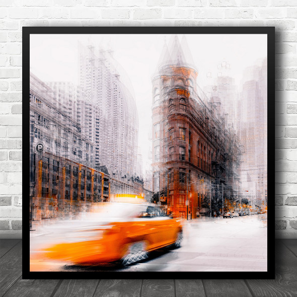 Toronto Gooderham Building Street Abstract Orange Canada Double Square Wall Art Print