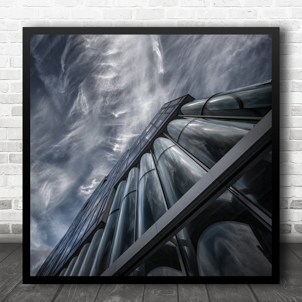 Abstract Architecture Sky Blue Toned Edited Concept Metropolis Square Wall Art Print