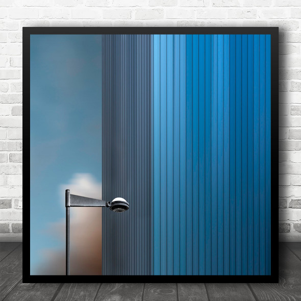 Architecture Lamp Abstraction Blue Lines Stripes Modern Cloud Square Wall Art Print