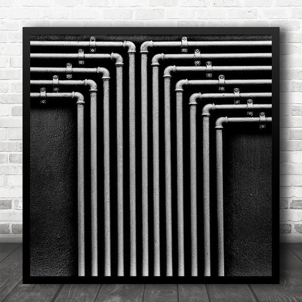 Pipes Pipe Industry Industrial Metal Abstract Gas Tube Tubes Square Wall Art Print