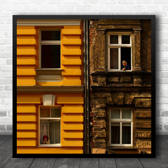 Szczecin Poland Facade Street Window Windows City Chessboard Square Wall Art Print