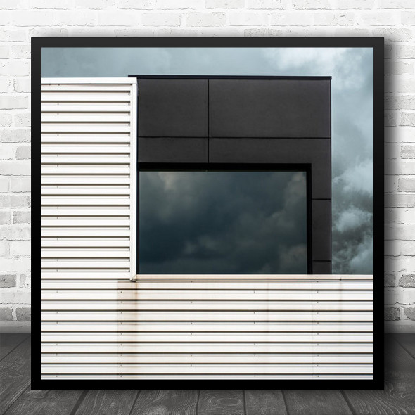 Wall Steel Window Facade Geometry Sky Clouds Lines Abstract Square Wall Art Print