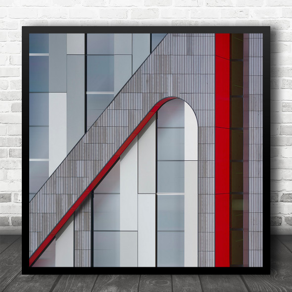 Architecture Abstract Lines Red Facade Shapes Geometry Wall Square Wall Art Print