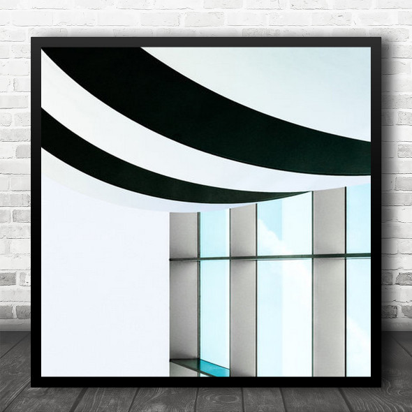 Abstract Black Architecture Lines Reflection Building Wall Square Wall Art Print