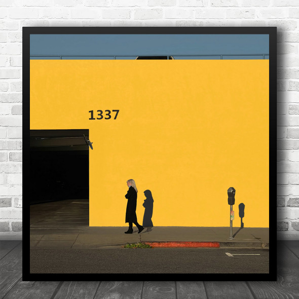 Yellow Street Walk Walking 1337 Elite Garage Parking Meter Square Wall Art Print