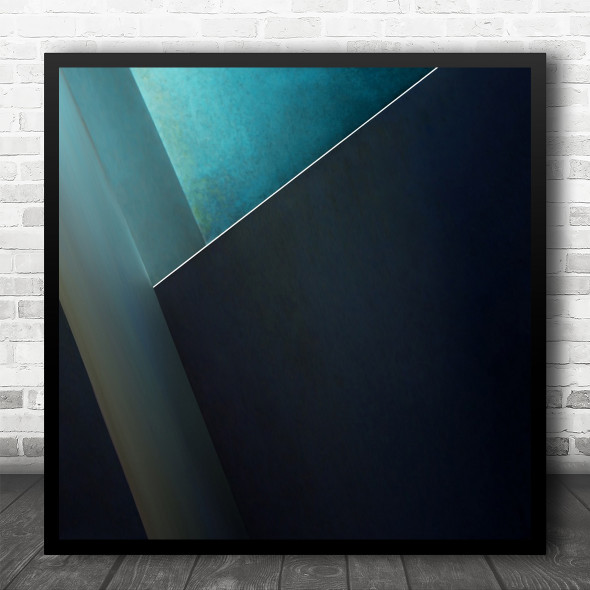 Teal Turquoise Angle Abstract Corner Lines Geometry Shapes Square Wall Art Print