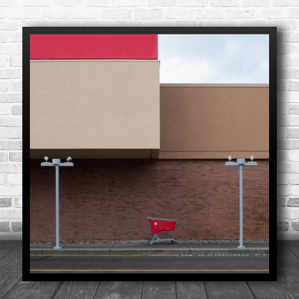 Shopping Cart Mall Vancouver Red Trolley Abstract Canada Square Wall Art Print