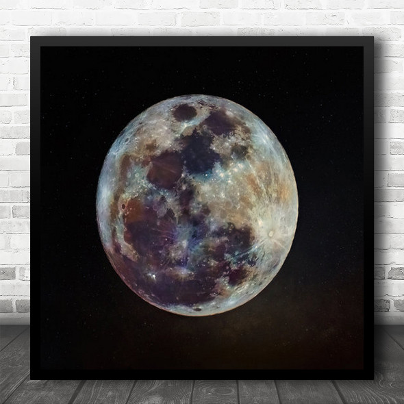 Supermoon Moon Indonesia Astronomy Dark Low-Key Space Universe Square Wall Art Print