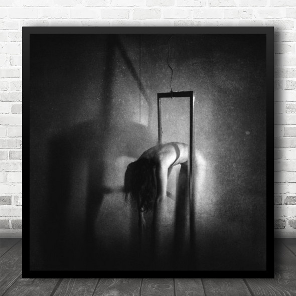 Edited Frame Woman Fantasy Dream Dreaming Naked Nude Skin Shadow Square Wall Art Print