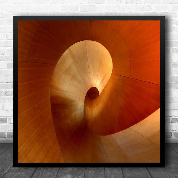Architecture Staircase Toronto Abstract Ago Curve Orange Spiral Square Wall Art Print