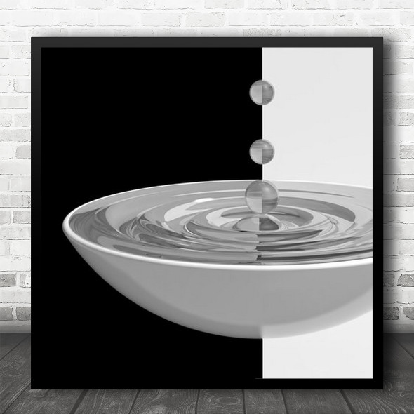 Drop Still Life Water Abstract Yin Yang Yin-Yang Drops Droplet Square Wall Art Print
