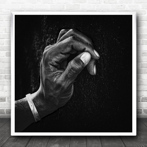 Man Hand Africa Namibia Dark Low-Key Fingers Thumb The Patient Square Wall Art Print