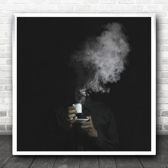 Steam Smoke Mug Hot Warm Portrait Drink Drinking Shirt Surreal Square Wall Art Print