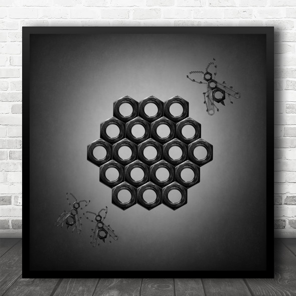 Beehive Bee Bees Tools Wrench Screw Screws Bolts Construction Square Wall Art Print