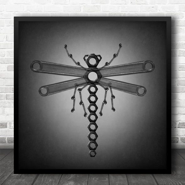 Dragonfly Wrench Nut Screw Screws Nuts Bolt Bolts Tools Metal Square Wall Art Print