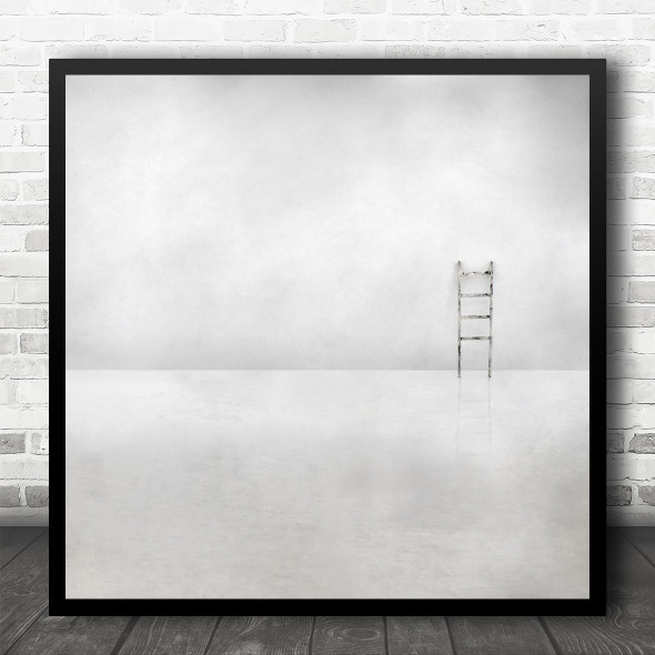 Abstract Minimalism Lines Modern White Room Ladder Simplicity Square Wall Art Print
