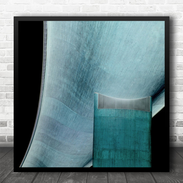 Abstract Bridge Minimal Teal Turquoise Architecture Geometry Square Wall Art Print