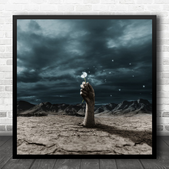 Edited Hand End Destruction Destroy Dandy Flower Concept Square Wall Art Print