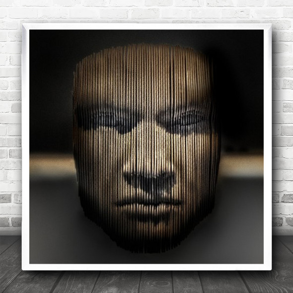 Face Stripes Lines Mask Square Wall Art Print