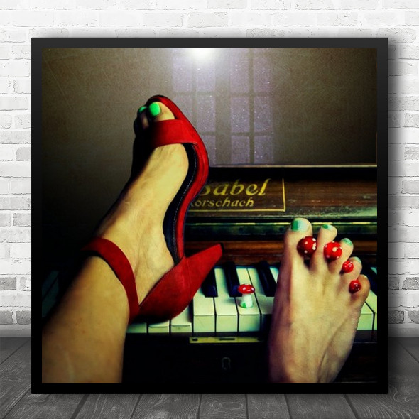 Moon Piano Red Mushroom Foot Music Switzerland Toes Toe Grand Square Wall Art Print