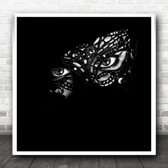 Mask Eyes Intense Face Look Looking Gaze Watch Watching Big Square Wall Art Print