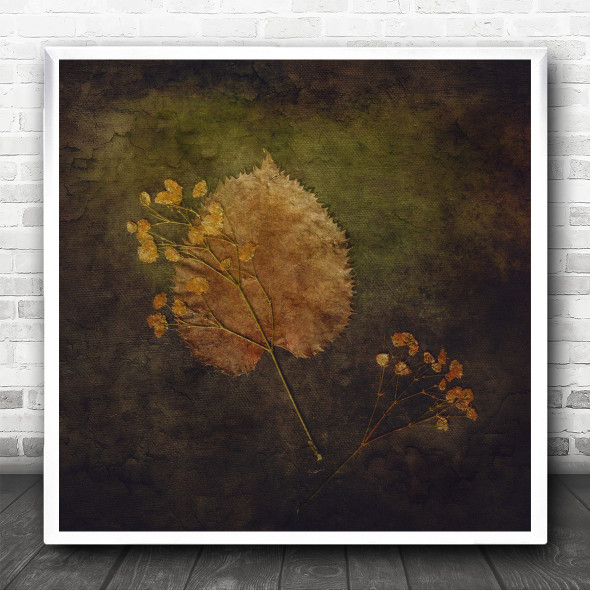 Leaf Leaves Fall Autumn Painterly Graphic Still Life Texture Square Wall Art Print