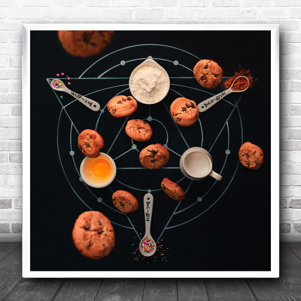 Still Life Cupcake Cookie Magic Cake Spoon Spoons Circle Square Wall Art Print