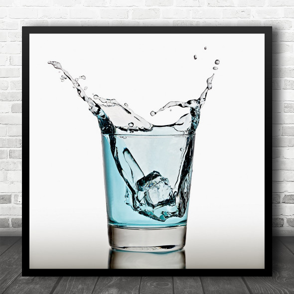 Splash Shot Glass Blue Liquid Square Wall Art Print