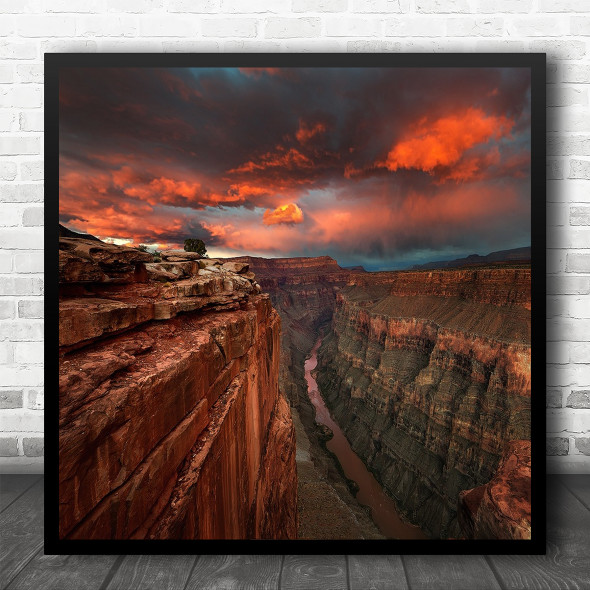 Grand Canyon No words Creek Valley River Sky Red Rock Rocks Stone Square Wall Art Print