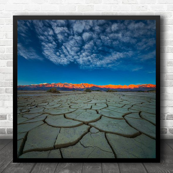 Cracks Crack Cracked Light Desert Mud Clay Landscape Perspective Square Wall Art Print