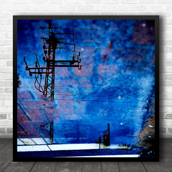 Power Electricity Energy Industrial Industry Powerlines Abstract Square Wall Art Print