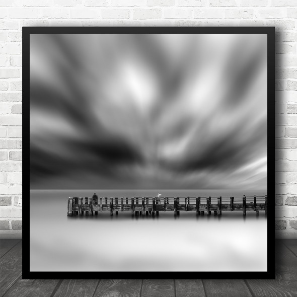 Landscape Long Exposure Pier Jetty Bridge Wharf Milky Silky Square Wall Art Print