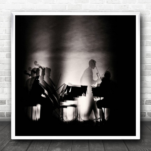 Blurry Motion Jazz Band Orchestra Square Wall Art Print