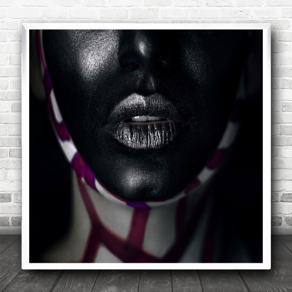 People Art Face Body Face art Body art Portrait Life Lips Showbiz Square Wall Art Print