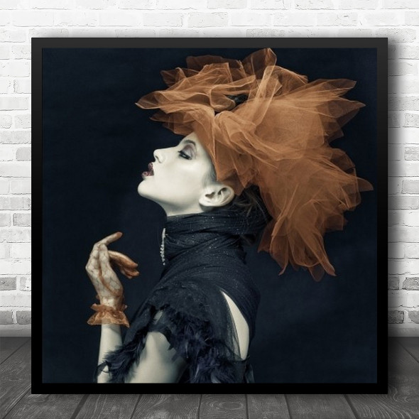 Fashion Portrait Model Woman Girl Fabric Silk Glove Gloves Scarf Square Wall Art Print