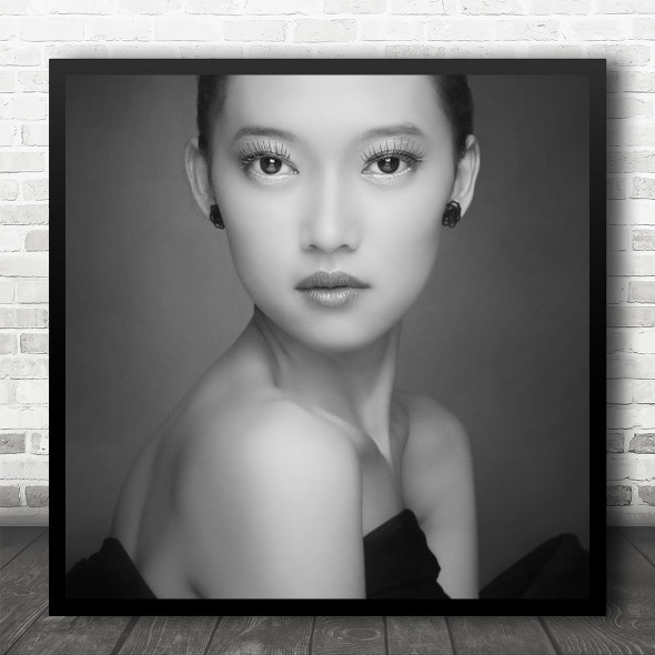 Skin Model Smooth Eyelashes Eyelash Earrings Person Woman Studio Square Wall Art Print