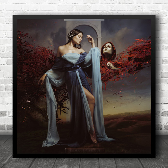 Surrealism Portrait Time Dress Fabric Women Flowing Autumn Dream Square Wall Art Print